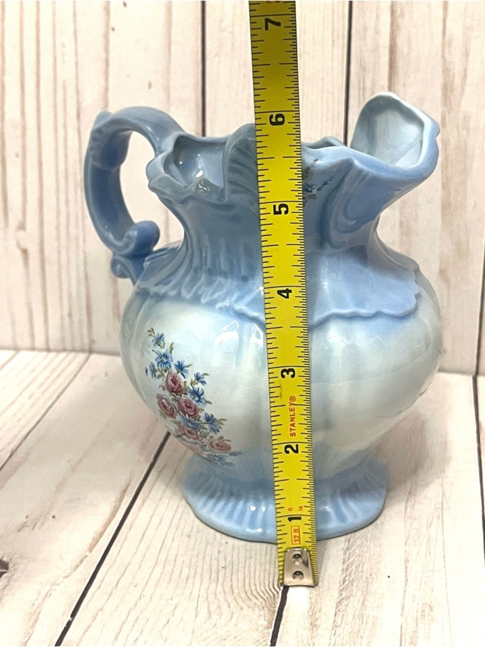 Arnels 1975 Blue Floral Pitcher & Basin Set Cottagecore Farmhouse Bathroom - Picture 13 of 16